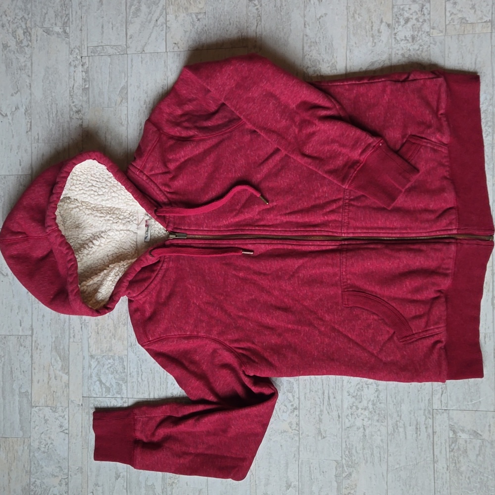 L.L. Bean Woman's Medium Sherpa Lined Hoodie Sweatshirt Fill Zipper